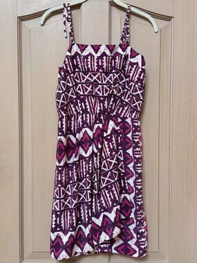 Yoana Baraschi Purple Geometric Dress Size 4 | Anthropologie Spaghetti Strap
